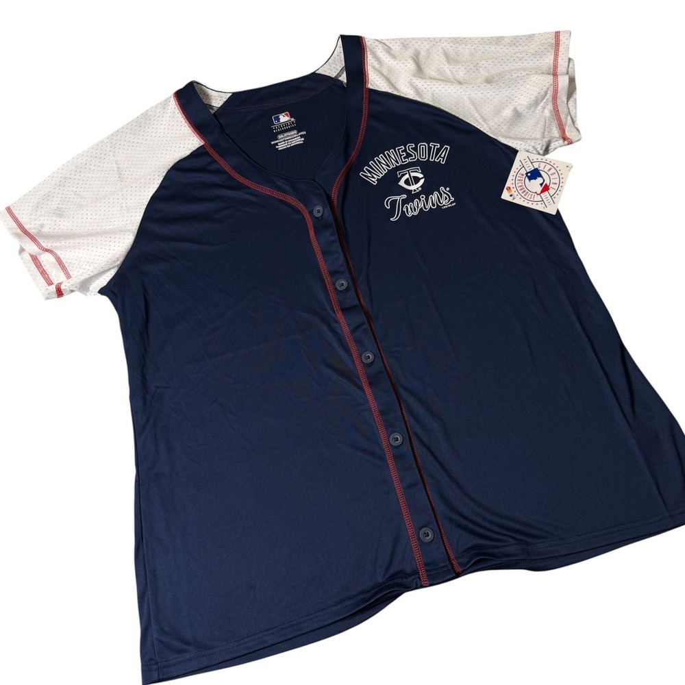 MLB Minnesota Twins Womens Baseball Jersey Shirt Navy Blue White XXL NWT READ